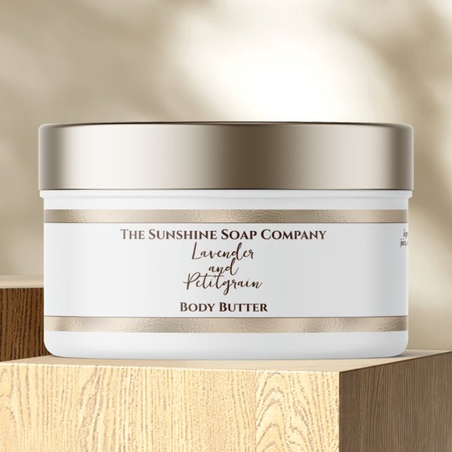 Kosmetikett Burk-etikett - vit med Pearl Foil Etikettband (Skapare uppladdad)