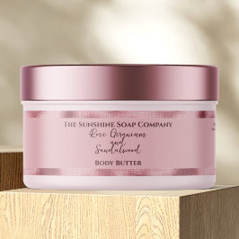 Kosmetikett Burk - Rosa med Rosa Foil Etikettband