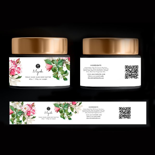 Kosmetisk produktetikett Skincare Magnolia Sticker Etikettband (Cosmetic Product Label Skincare Magnolia Sticker)