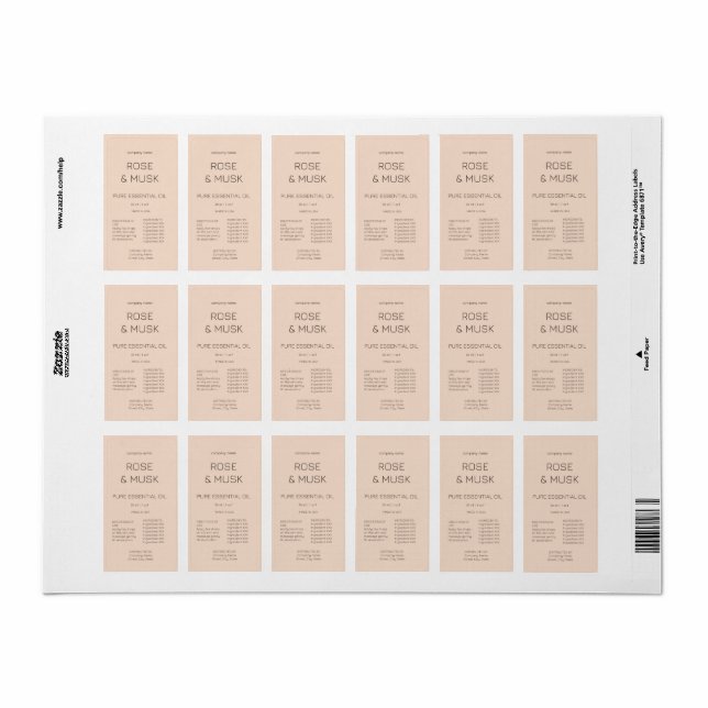 Kosmetiska oljeetiketter/Dropper flaska med Qrcode Adressetikett (Helt Ark)