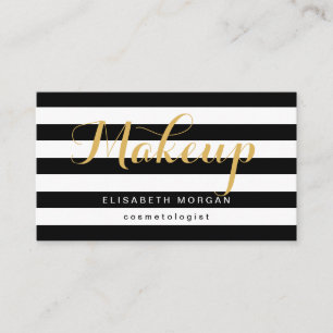 Kosmetolog Guld Calligraphy Black White Rand Visitkort
