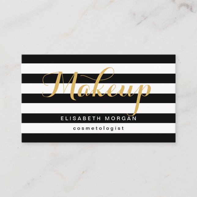 Kosmetolog Guld Calligraphy Black White Rand Visitkort (Framsida)