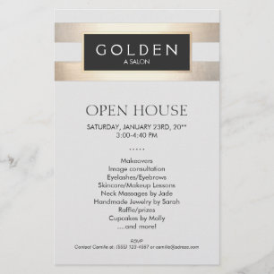 Kosmetolog Guld Rand Hair Salon och Spa Menu Flygblad