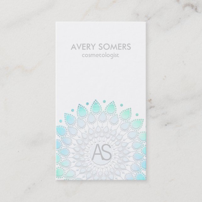 Kosmetolog Ornate Löv Motif White Modern Visitkort (Framsida)