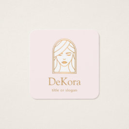 Kosmetolog Rosa Beauty Girl Ansikte Fyrkantigt Visitkort