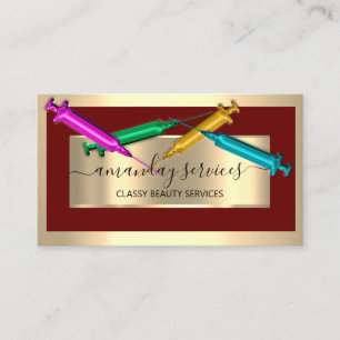 Kosmetolog Syringe Botox B12 QRCode Burgundy Visitkort