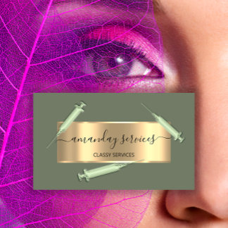 Kosmetolog Syringe Botox B12 QRCode Grönt Visitkort