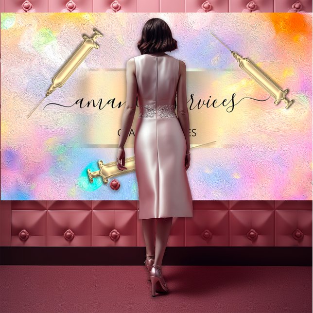 Kosmetolog Syringe Botox B12 QRCode Holograph Visitkort (Cosmetologist Syringe Botox B12 QRCode Holograph Business Card)