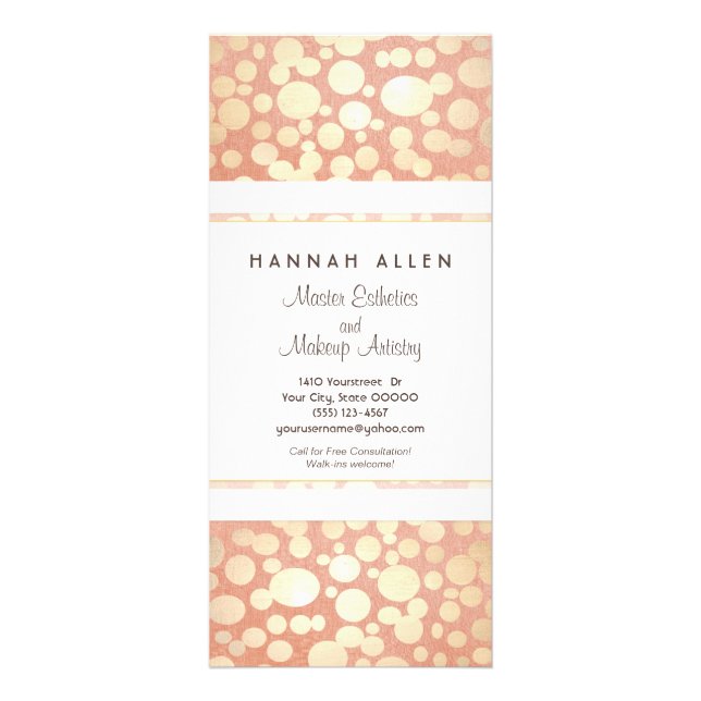 Kosmetologi Spa Guld Circles Linen look Rack Card Reklamkort (Framsidan)