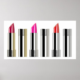 Kosmetologi vid rosa av röd mönster med Lipstick Poster