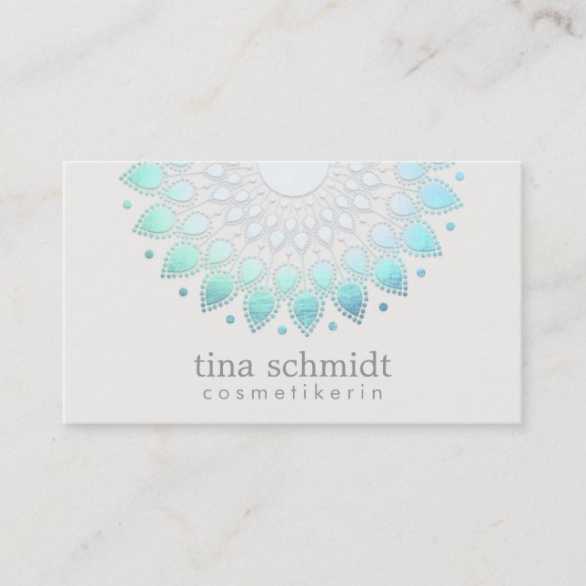 Kosmetologie Elegante Kreis Hellblau Weiß Visitkort (Framsida)