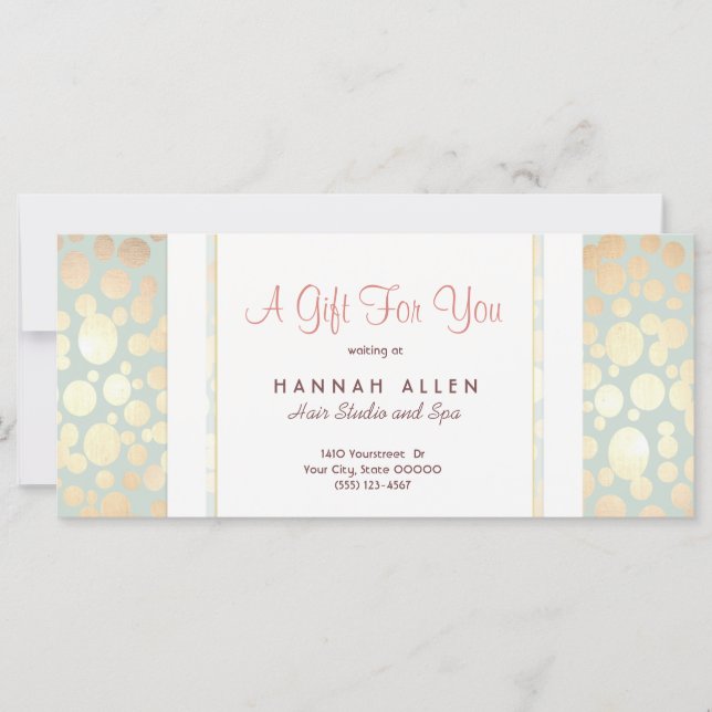 Kosmetologiintyg Spa Guld Circles Gift Certificate (Framsida)
