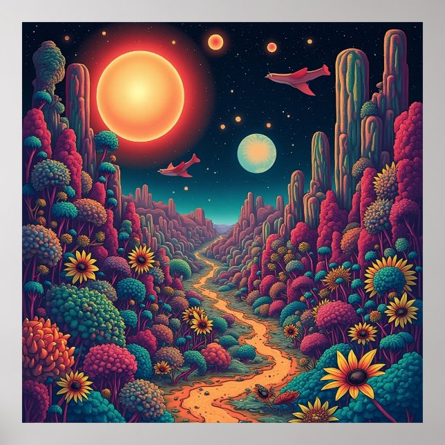 Kosmibloom: en surrealistisk resa genom naturen poster (Framsidan)