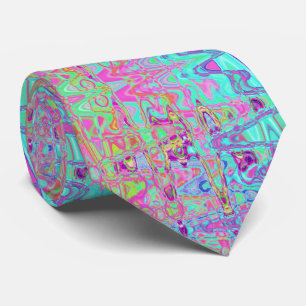 Kosmisk Abstrakt Aqua och Shock rosa Retro Ripples Slips