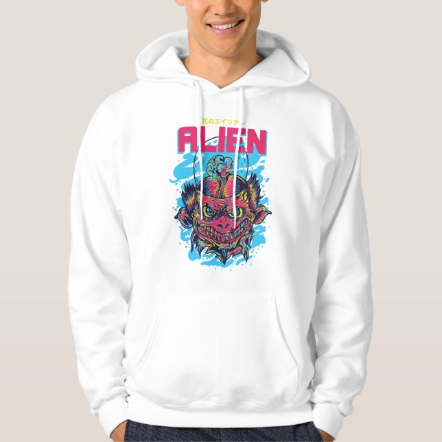 Kosmisk besökare: Aliendesign Hoodie (Framsida)