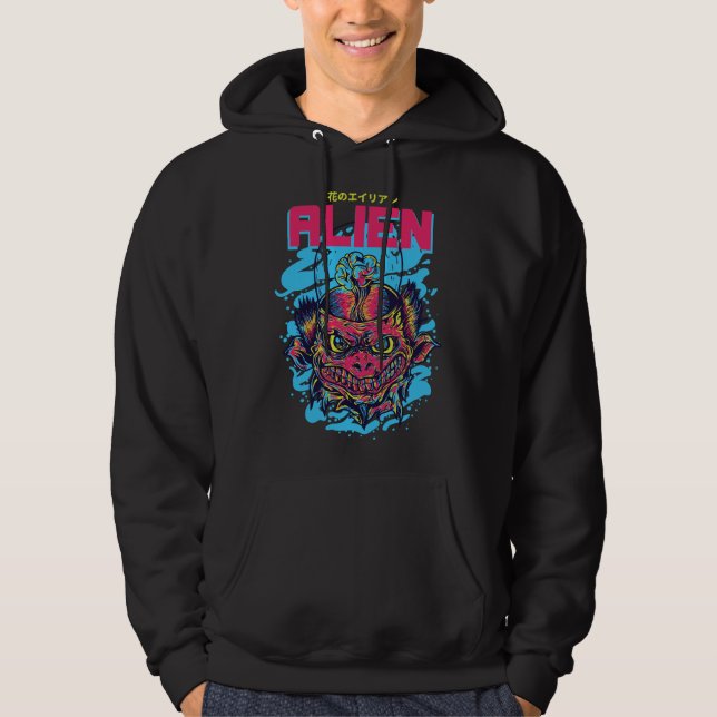 Kosmisk besökare: Aliendesign Hoodie (Framsida)