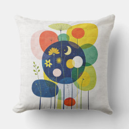 Kosmisk Blommig Mid Century Modern Boho Abstrakt Kudde