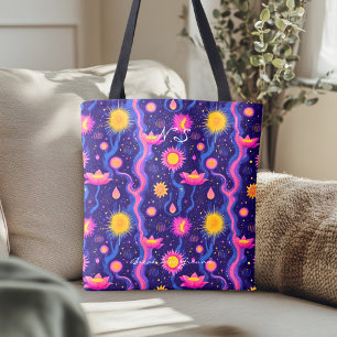 Kosmisk blomsterdesign – Celestisk botanisk konst Tygkasse