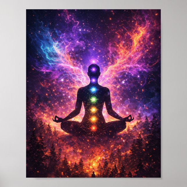 Kosmisk Chakra Meditation Affisch (Framsidan)