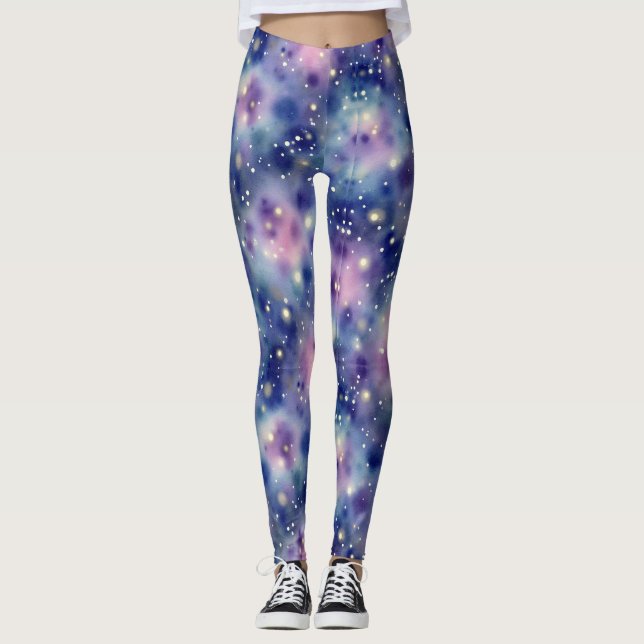 Kosmisk damm, sömlös Mönster Leggings (Framsida)