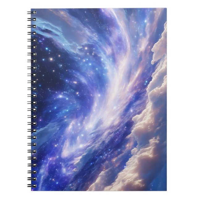 Kosmisk Dreamscape: Snurra Nebula & Starry Night Anteckningsbok (Framsidan)