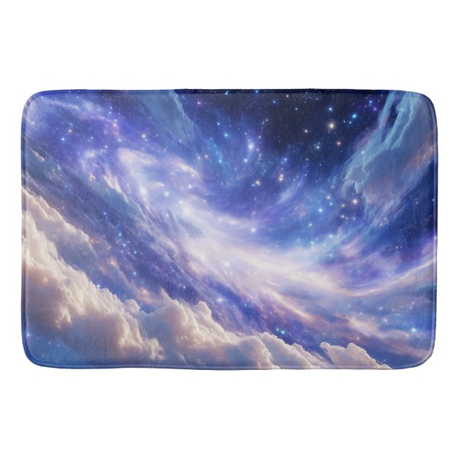 Kosmisk Dreamscape: Snurra Nebula & Starry Night Badrumsmatta (Framsidan)