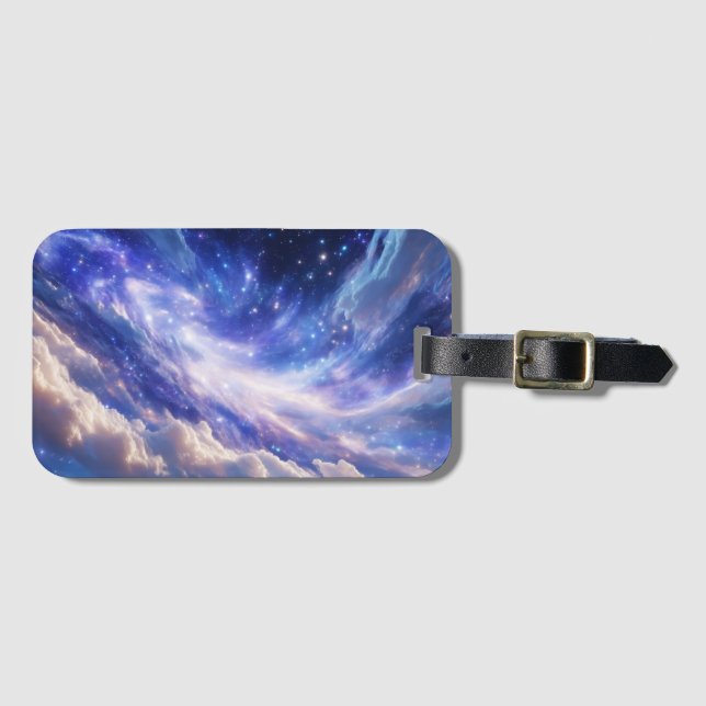 Kosmisk Dreamscape: Snurra Nebula & Starry Night Bagagebricka (Framsida horisontal)