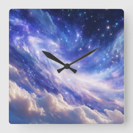 Kosmisk Dreamscape: Snurra Nebula & Starry Night Fyrkantig Klocka