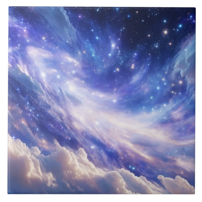 Kosmisk Dreamscape: Snurra Nebula & Starry Night Kakelplatta (Framsidan)