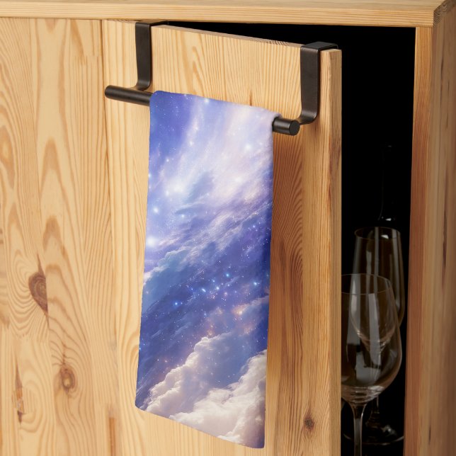 Kosmisk Dreamscape: Snurra Nebula & Starry Night Kökshandduk (Thirds Fold)