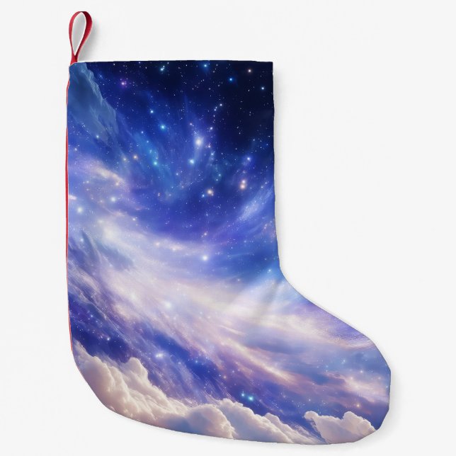 Kosmisk Dreamscape: Snurra Nebula & Starry Night Liten Julstrumpa (Framsidan)