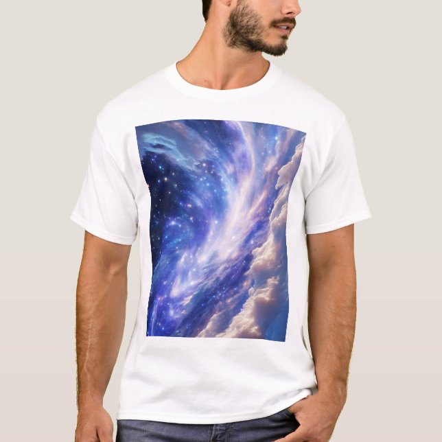 Kosmisk Dreamscape: Snurra Nebula & Starry Night T Shirt (Framsida)