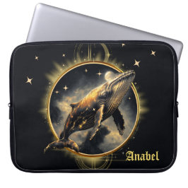 Kosmisk elegans, guldval, svart val laptop fodral