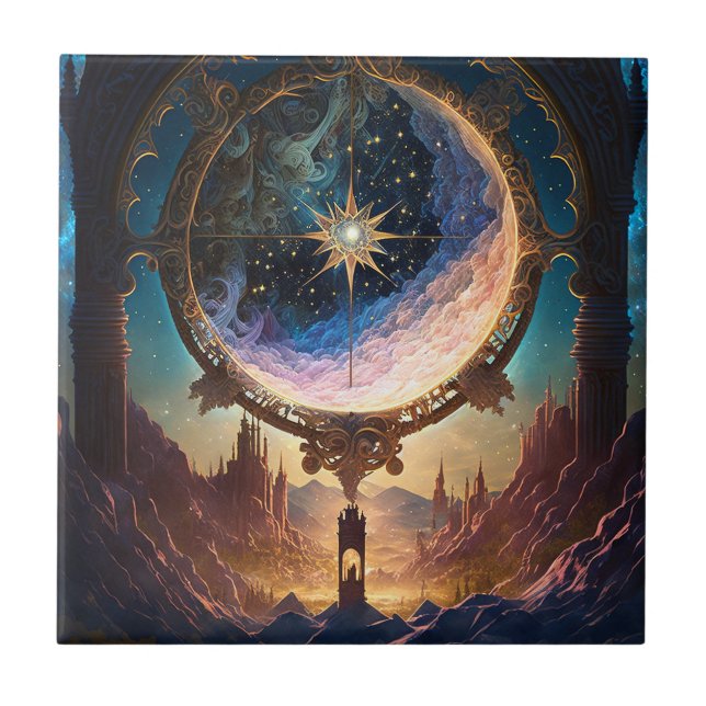 Kosmisk fantasi - liggande kakelplatta (Framsidan)