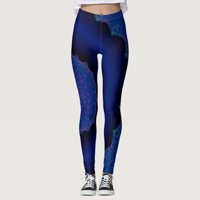 Kosmisk för Blacklight för neonsvarthål Mandala Leggings (Framsida)