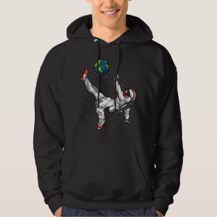 Kosmisk fotboll för utrymmeastronautfotboll hoodie