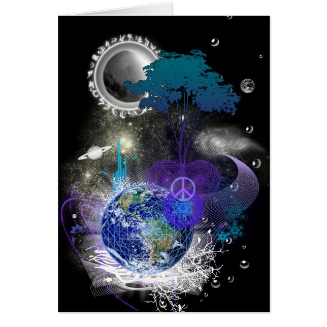 Kosmisk geometrisk fred hälsningskort (Framsidan)