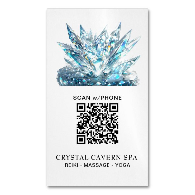 *~* Kosmisk gnikling Magic Blue Crystal QR Magnetiska Visitkort (Framsida vertikal)