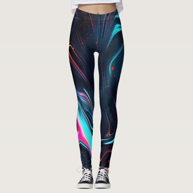 Kosmisk högtid - Vätska Galaxy Leggings (Framsida)