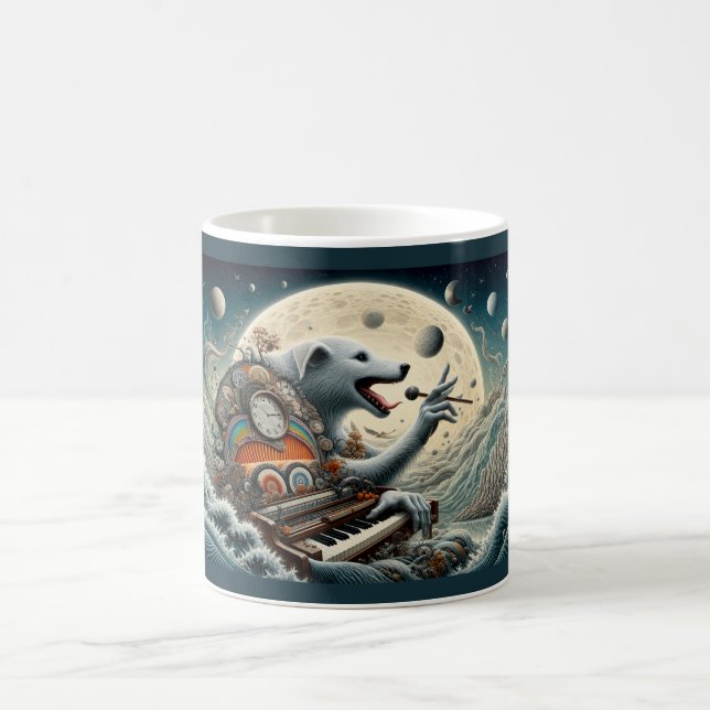 Kosmisk Hundpianist Kaffemugg (Center)