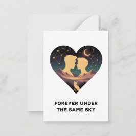 Kosmisk Kärlekshistoria Hjärtat med Älskande och R Anteckningskort