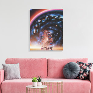 Kosmisk Karusell Under en Neon Galax Canvastryck