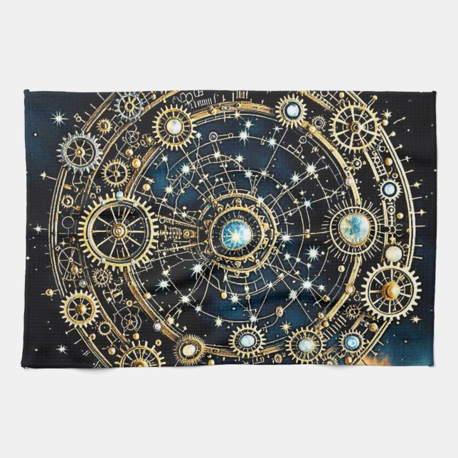 Kosmisk konst i den kelestiska mekanismen kökshandduk (Horisontell)