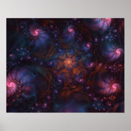 KOSMISK LILA FRAKTAL SPIRAL KONST POSTER