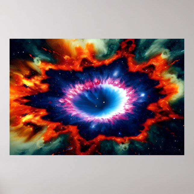 Kosmisk Lila Galactice Red Orange Blue Stars Fire Poster (Framsidan)