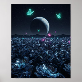Kosmisk metallisk blomsterfältposter – Glödande ne Poster