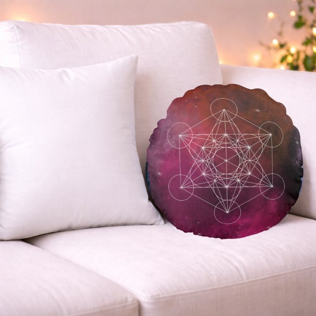 Kosmisk Metatron Helig Geometri Rund Kudde (Skapare uppladdad)