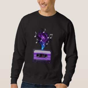 Kosmisk musik kassett – Retro Galaxy Mixtape Vapor Lång Ärmad Tröja