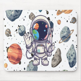 Kosmisk musknapp - rymdstyrda planeter och raketer musmatta