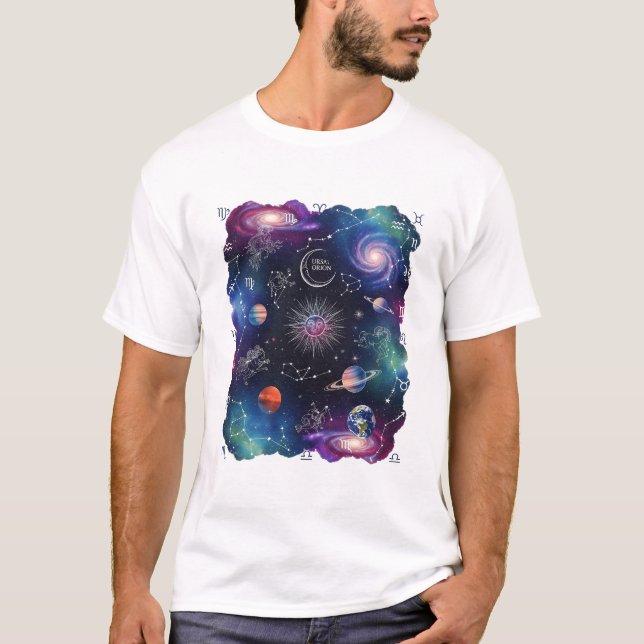 Kosmisk och akstrologisk selleri- och zodiakgrafi t shirt (Framsida)